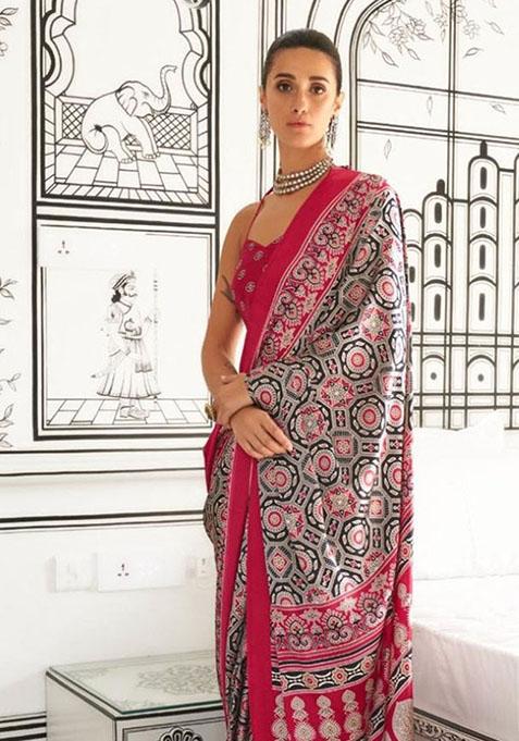 Red Zari Woven Silk Saree Set