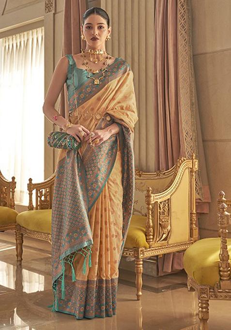 Yellow Zari Woven Art Silk Saree Set