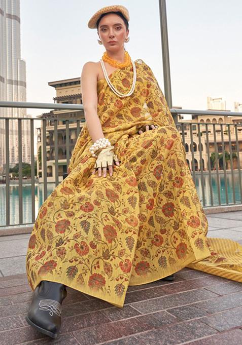 Ivory Pure Zari Tissue Saree Set