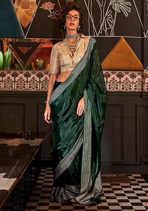 Green Zari Woven Silk Saree Set