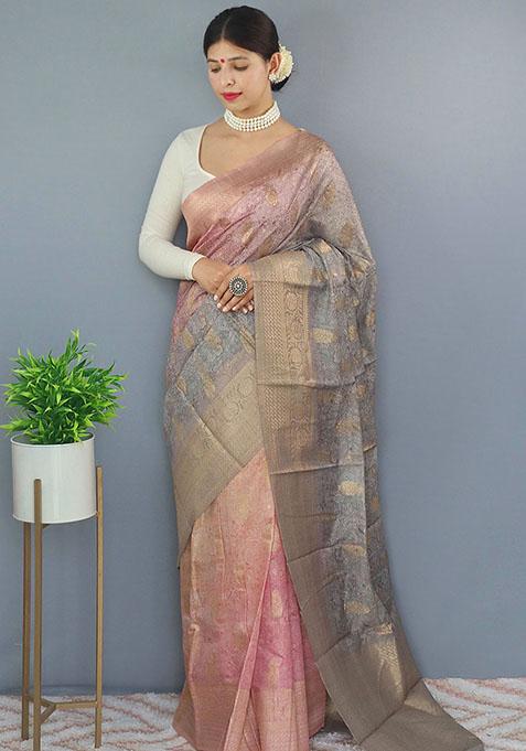 Pink Kalamkari Chanderi Silk Saree Set