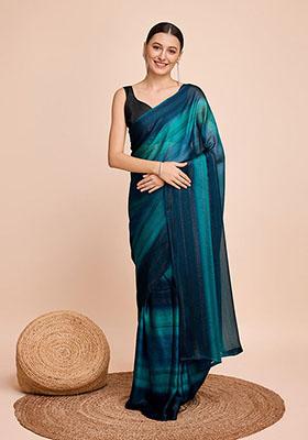 Sky Blue Woven Kota Doria Silk Saree Set