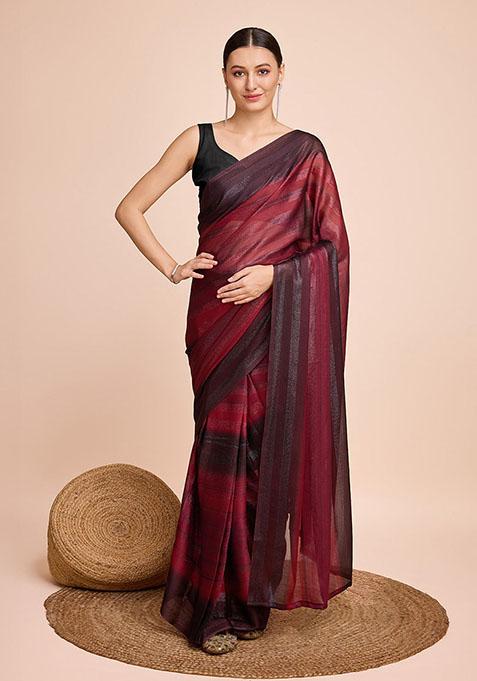 Red Woven Kota Doria Silk Saree Set