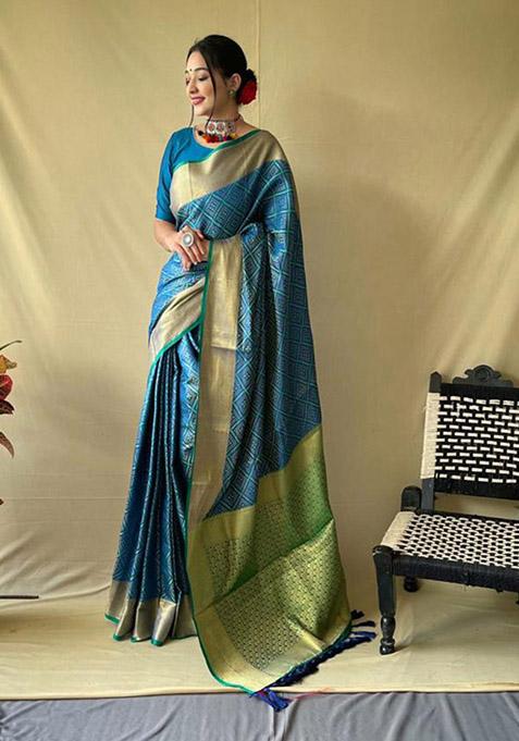 Green Zari Woven Silk Saree Set