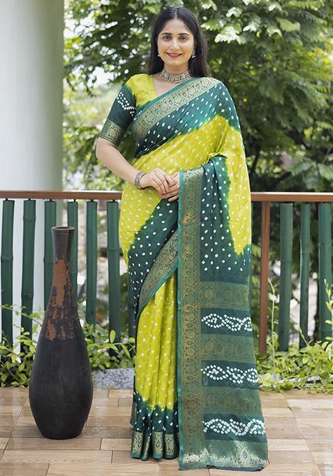 Green Zari Woven Silk Saree Set