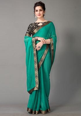 Rama Solid Poly Chiffon Saree Set