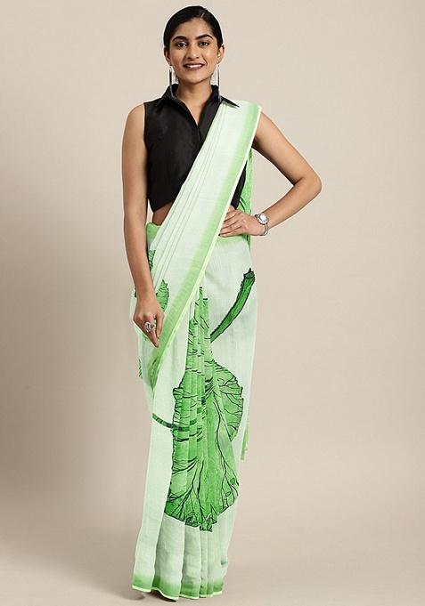 Off White Floral Organza Saree Set