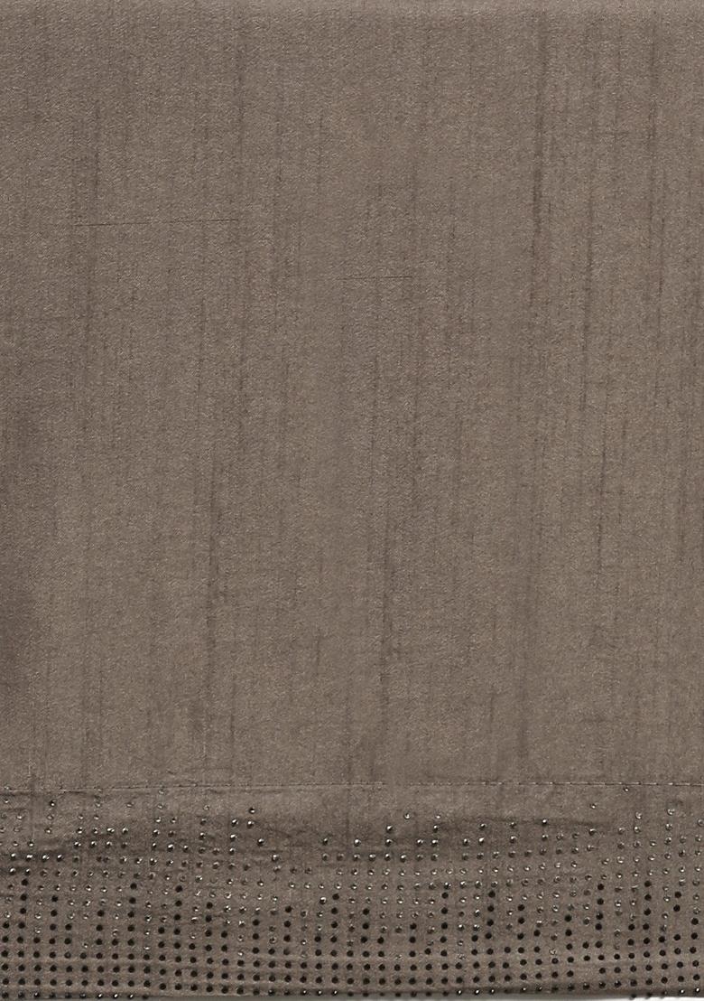 Grey Embellished Silk Blend Saree Set - Indya