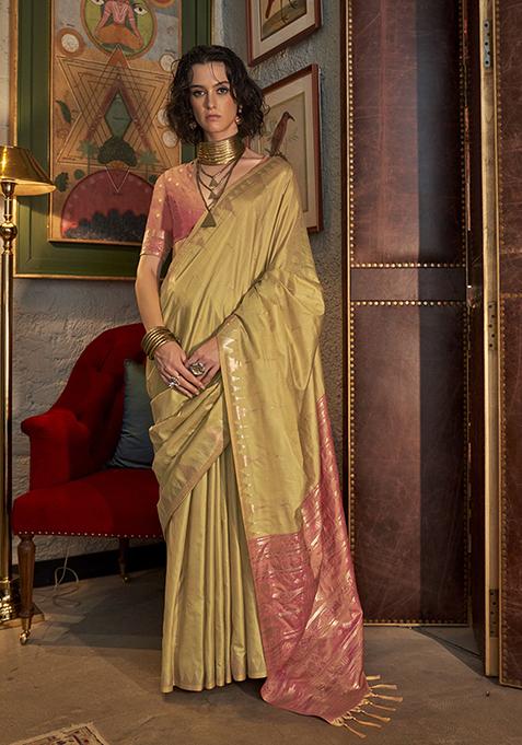 Pink Printed Georgette Saree Set