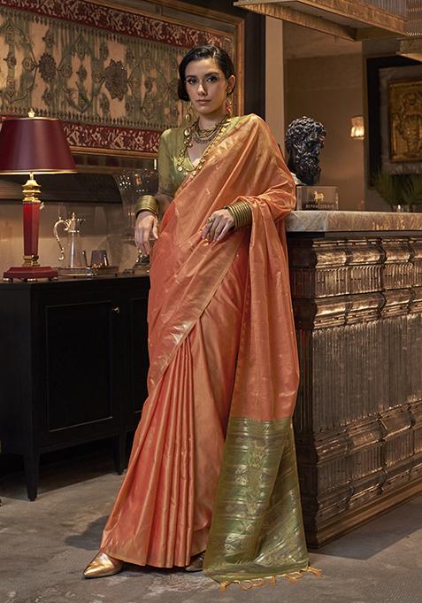 Brown Printed Georgette Saree Set