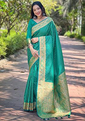 Green Zari Woven Silk Saree Set