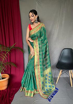 Green Zari Woven Silk Saree Set