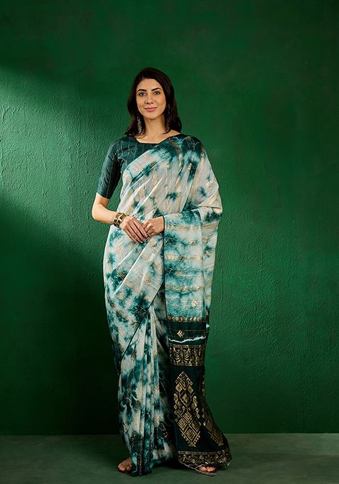 Green Zari Woven Cotton Saree Set