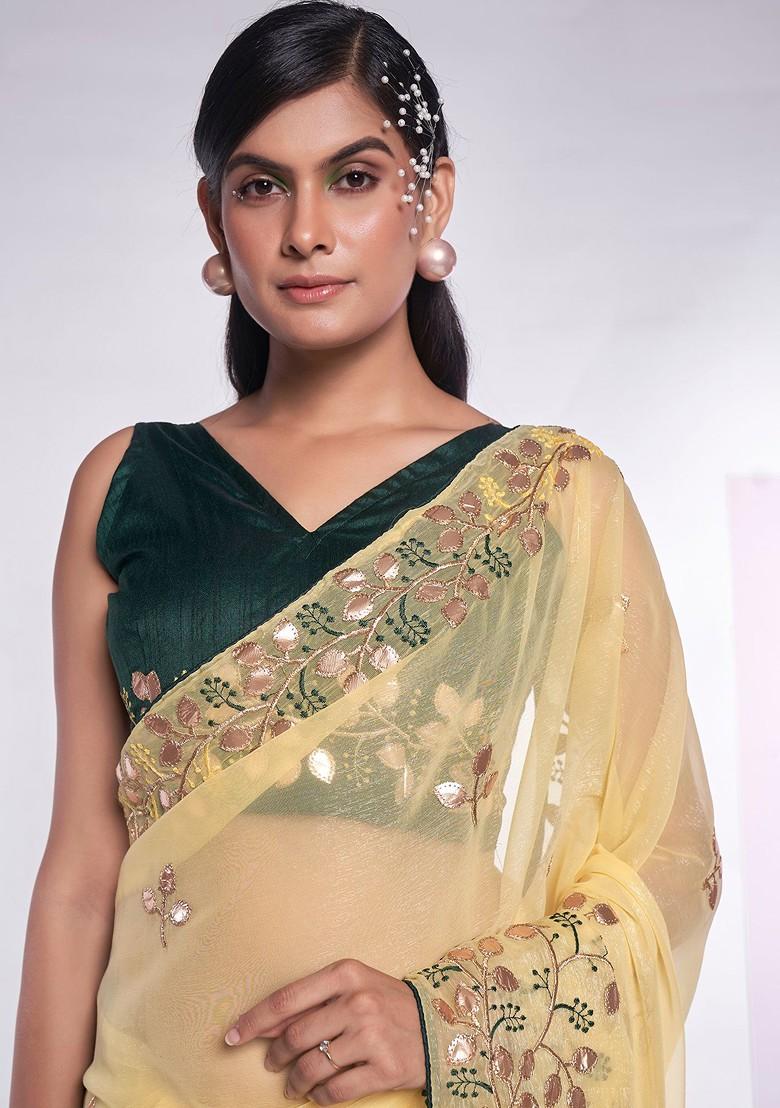 Yellow Gota Patti Art Silk Saree Set