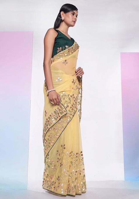 Yellow Gota Patti Art Silk Saree Set