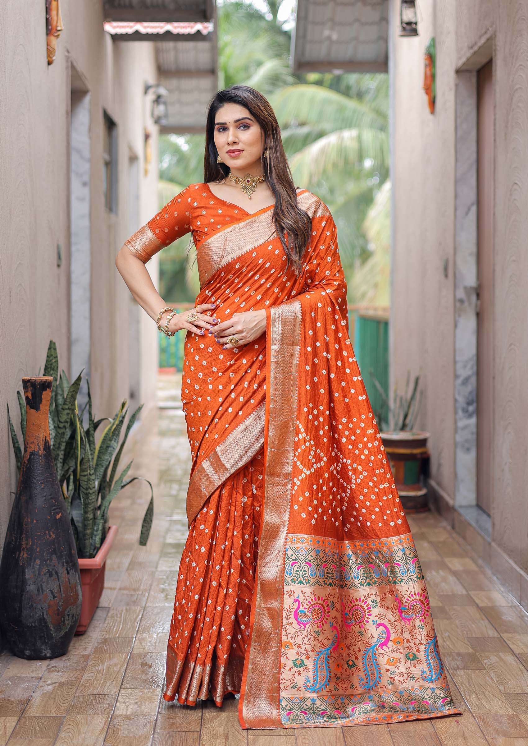sari Pure Georgette Banarasi Bandhani Saree – Khinkhwab