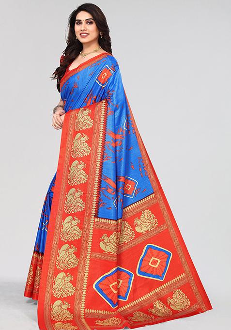 Women Casual Wear Printed Khadi Silk Saree With Un Stitched Blouse