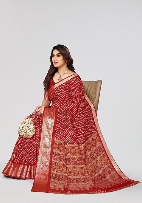 Women Casual Wear Printed Dhola Silk Saree With Un Stitched Blouse