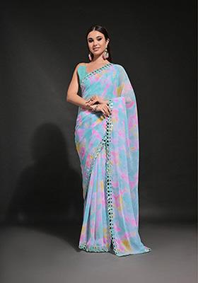 Firozi Printed Heavy Georgette Saree Set