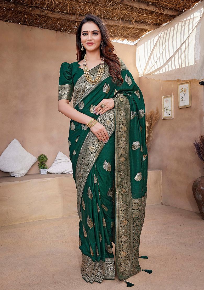 Green Woven Paithani Silk Saree Set