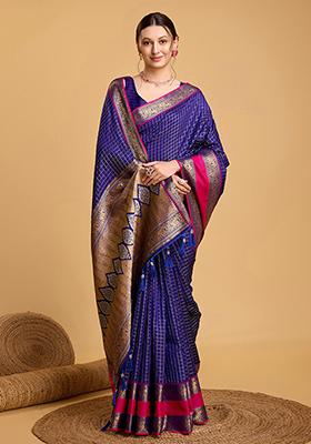 Light Blue Woven Banarasi Silk Saree Set