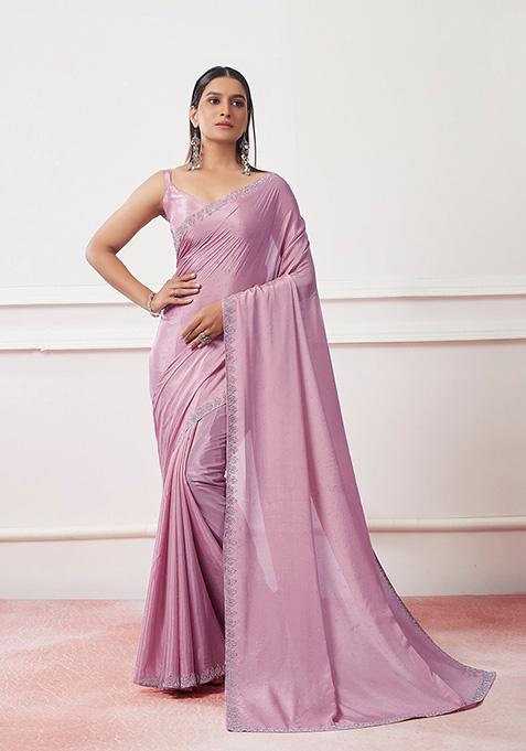 Lavender Georgette Saree Set