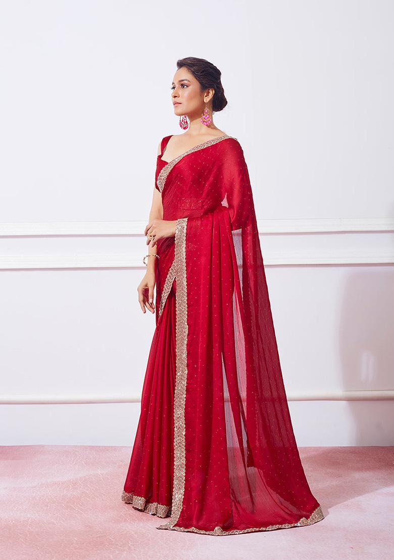 Red Georgette Saree Set