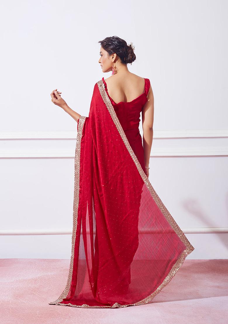 Red Georgette Saree Set