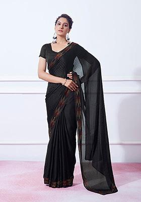 Black Georgette Saree Set