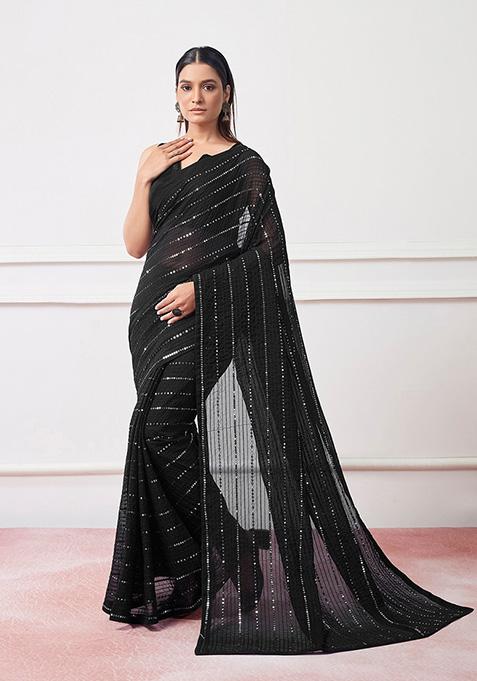 Black Georgette Saree Set