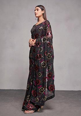 Black Georgette Saree Set