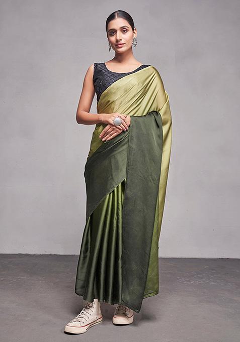 Green Printed Rangoli Saree Set