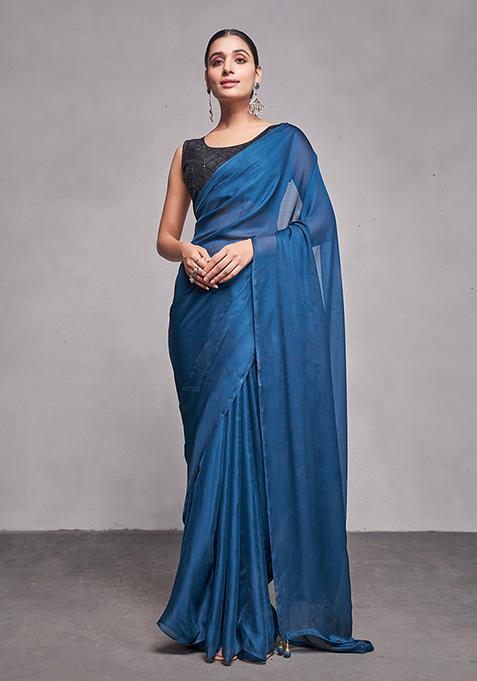 Teal Rangoli Saree Set