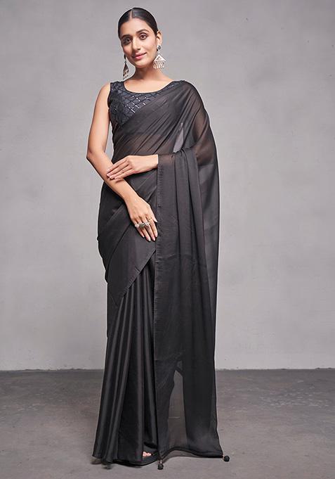 Black Rangoli Saree Set