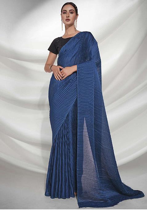 Teal Georgette Saree Set