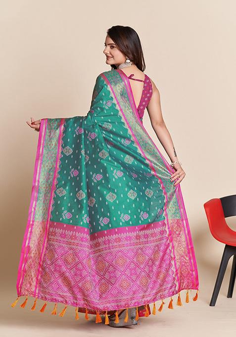 Light Green Woven Patola Silk Saree Set