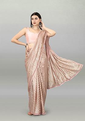 Pink Embroidered Heavy Georgette Saree Set