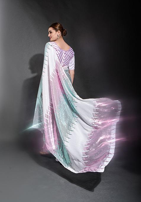 Pink Embroidered Heavy Georgette Saree Set