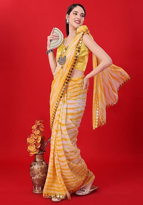 Yellow Georgette Saree Set