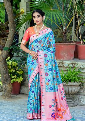 Green Woven Banarasi Silk Saree Set