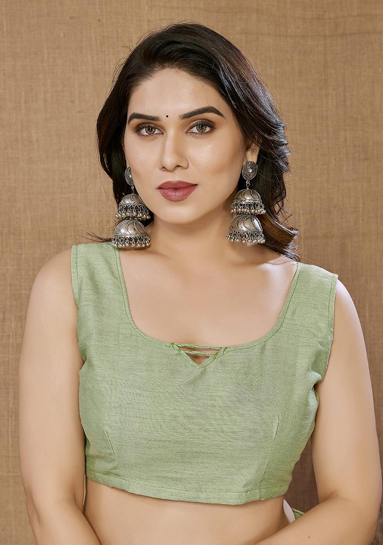 Green Embroidered Net Saree Set