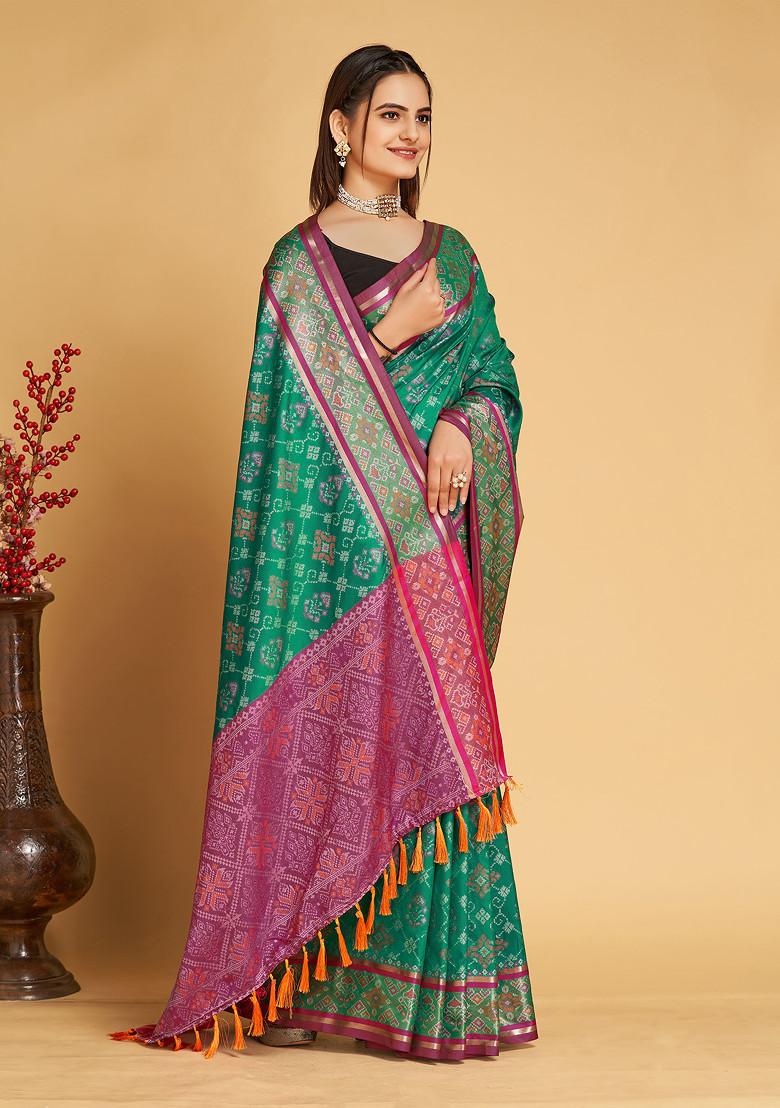Sea Green Woven Silk Saree Set