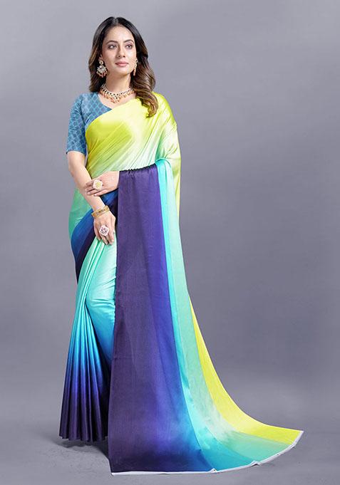 Multi Ombre Japan Crepe Saree Set