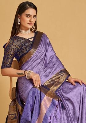 Lavender Woven Design Jacquard Saree Set