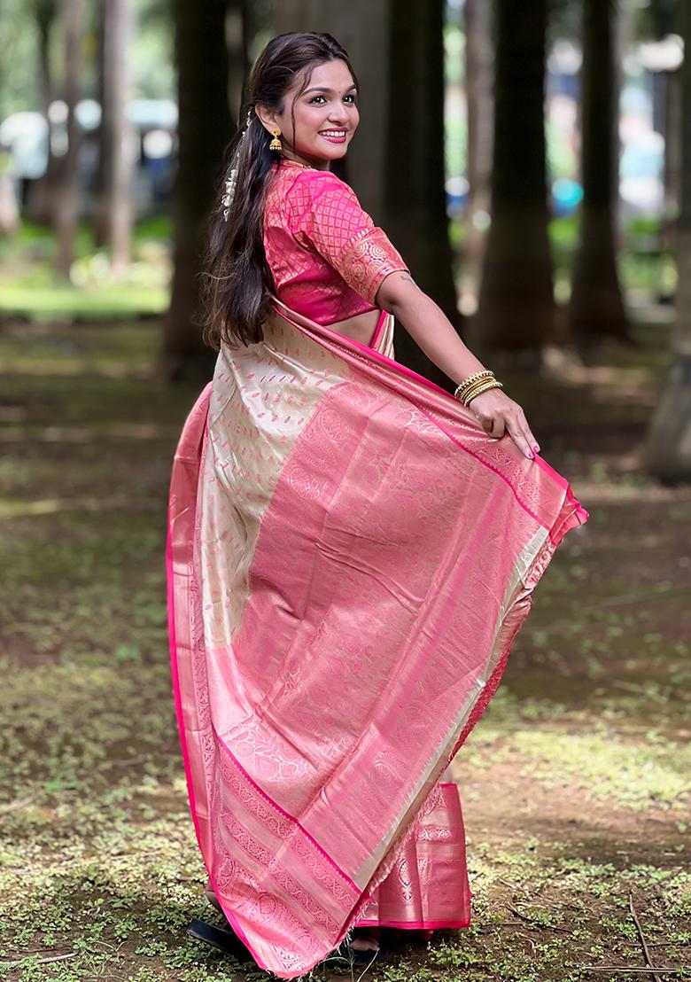 Chiku Brown Zari Woven Tissue Silk Saree Set