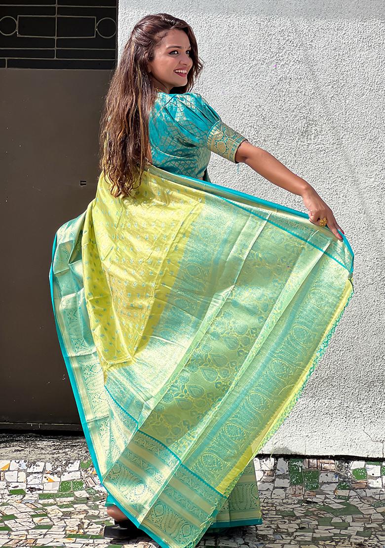 Green Zari Woven Tissue Silk Saree Set