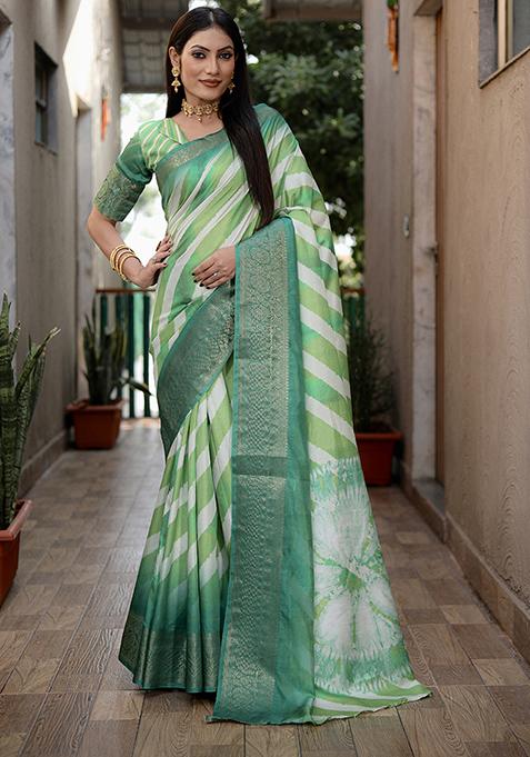 Green Zari Woven Dola Silk Saree Set