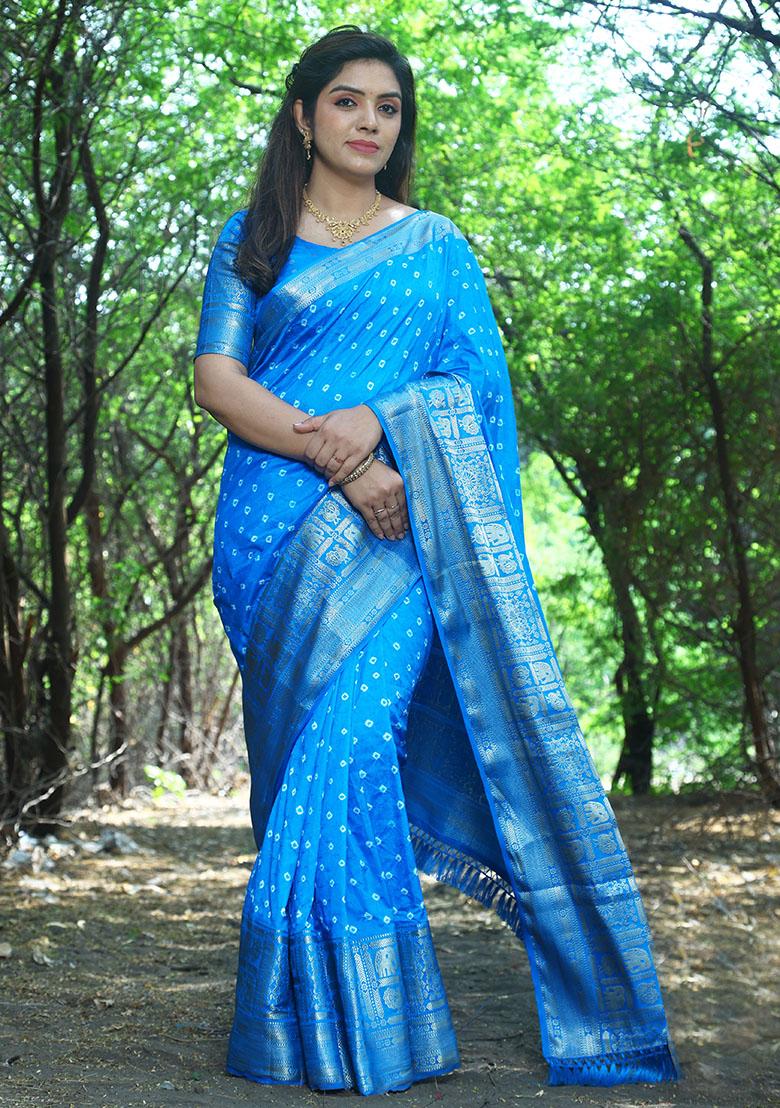 Blue Zari Woven Kanjivaram Silk Saree Set