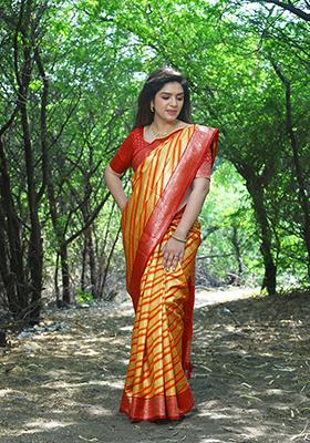 Yellow Zari Woven Soft Silk Saree Set