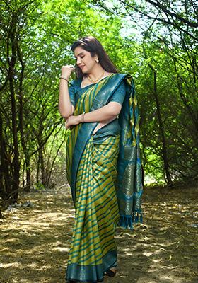 Green Zari Woven Soft Silk Saree Set